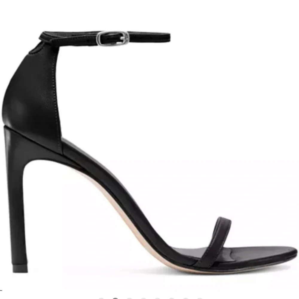 Stuart Weitzman Black Leather Nudist Ankle Strap shoes|sandals|Heels sz 10 - Picture 2 of 15